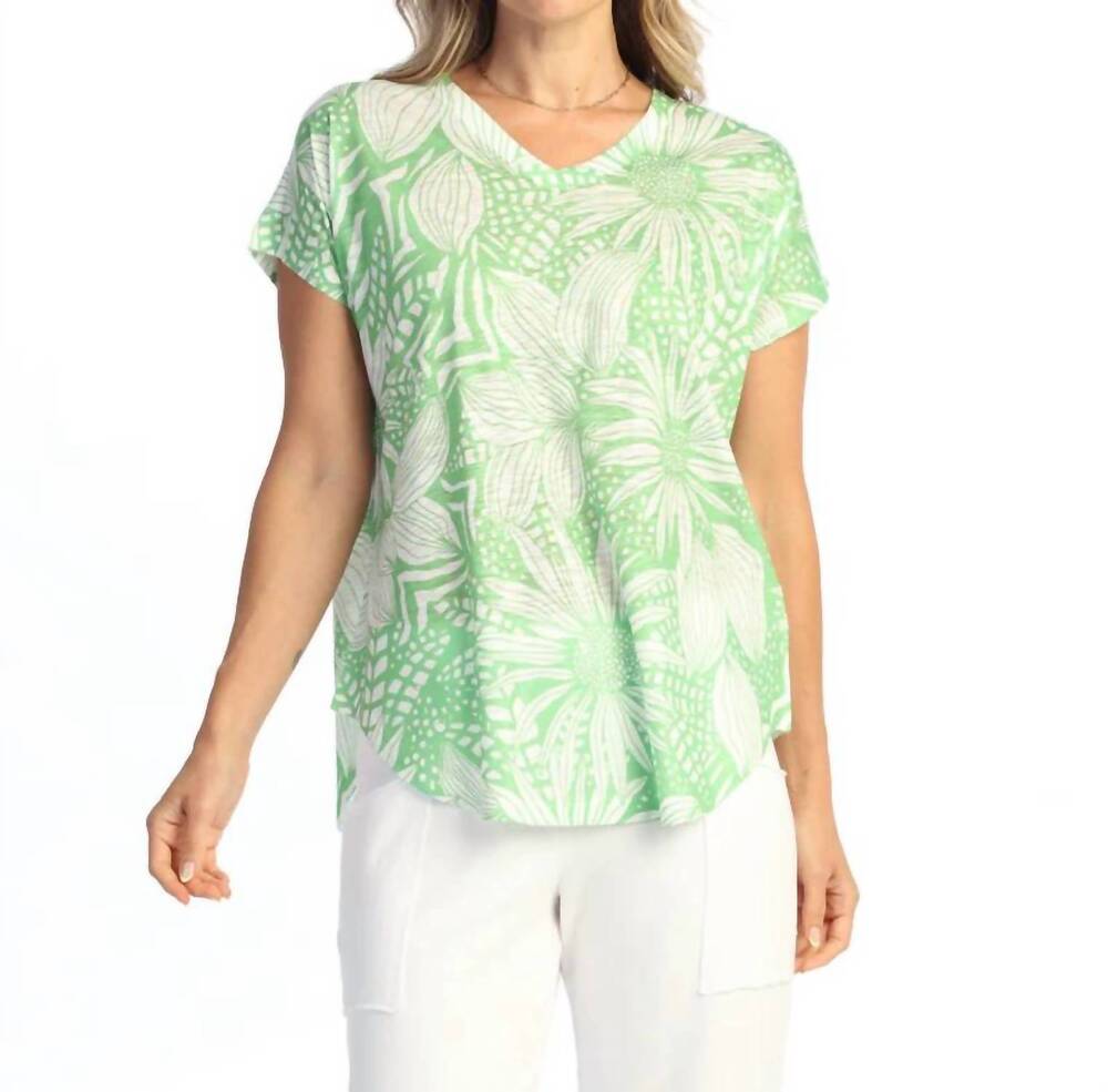 NEW JESS & JANE dolman cap sleeve print top in block